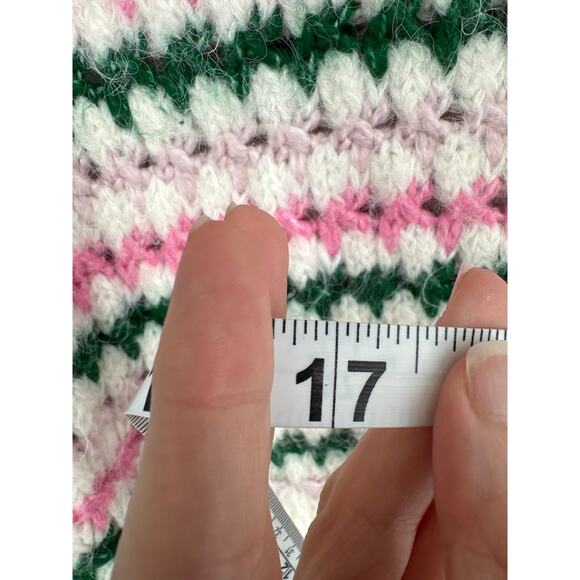 Zara Sweater Womens Small Pink Striped Green Open Knit Short Sleeve Soft Cozy - Picture 8 of 8